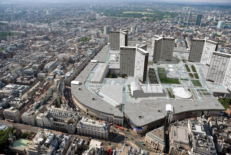 Photograph of model of London County Council plan for Soho, 1954