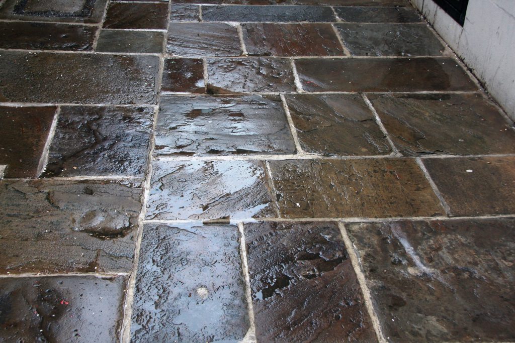 Photograph of riven stone flags in Tower Court