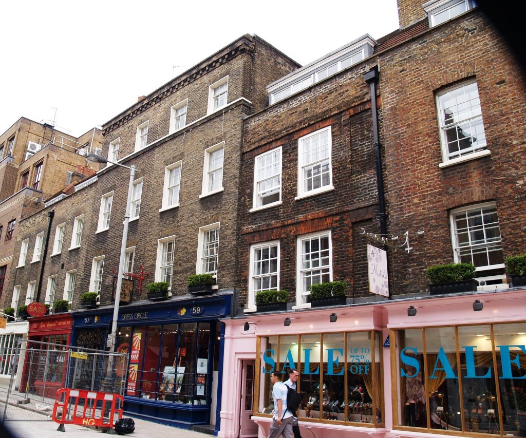 View of buildings in Monmouth Street