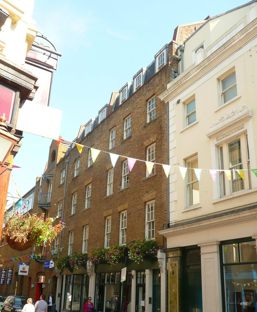 Photograph of planted window boxes on Short's Gardens