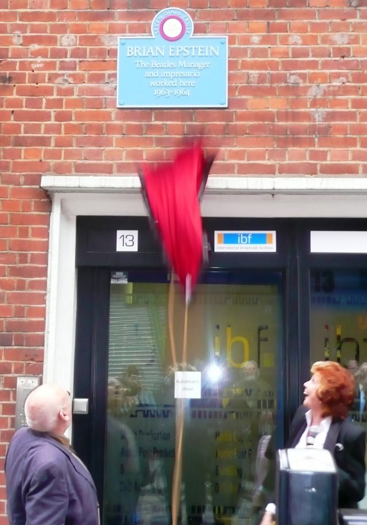 Cilla Black unveiling a plaque to Brian Epstein